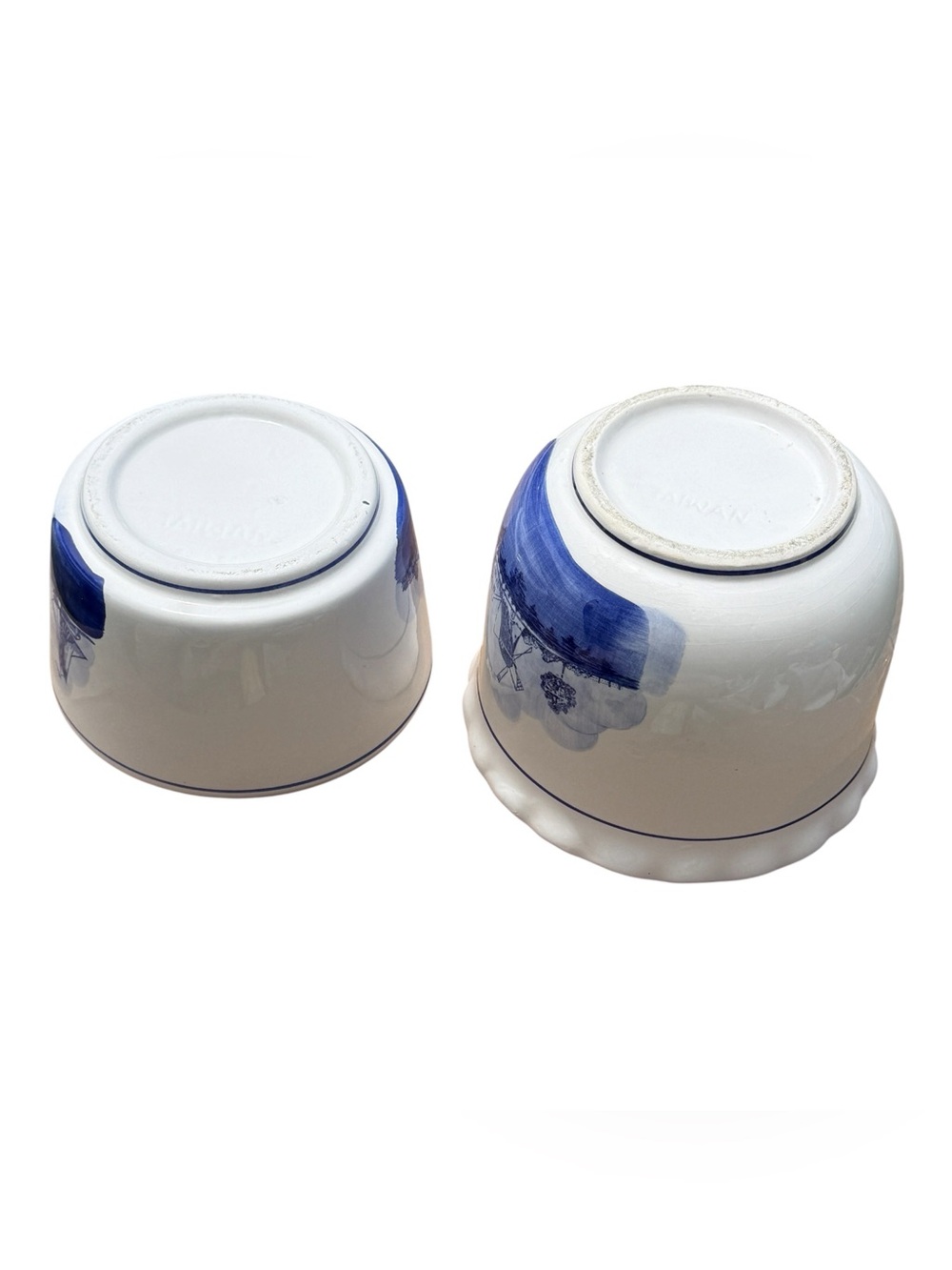Vintage Delft Blue Dutch Windmill Ceramic Planter Cachepot Set Cottagecore Bowls - Picture 11 of 12